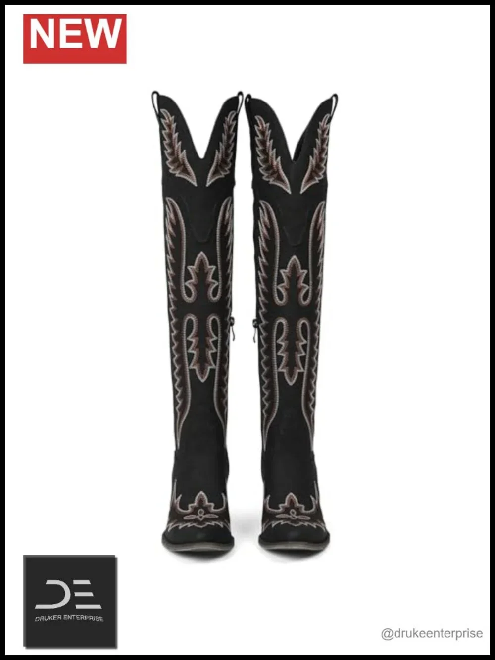 Women's Over the Knee Western Cowgirl Boots Classic Pointed Toe Embroidered